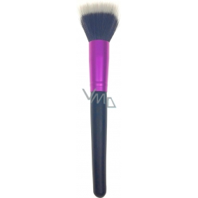 Cosmetic brush with synthetic bristles for powder black-white hair black-pink handle 18,5 cm 30490