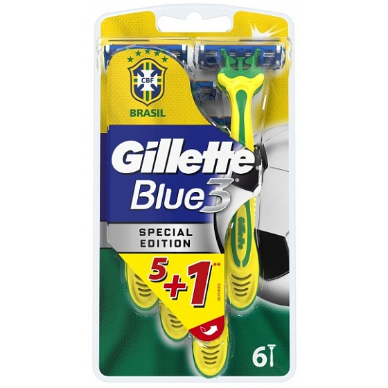 Gillette Blue 3 Special Edition razors 3 blades for men 6 pieces yellow