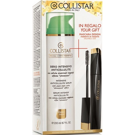 Collistar Intensive Anticellulite Serum (Siero Intensivo Anticellulite) intensive anti-cellulite serum 200 ml + Design mascara black 11 ml, cosmetic set