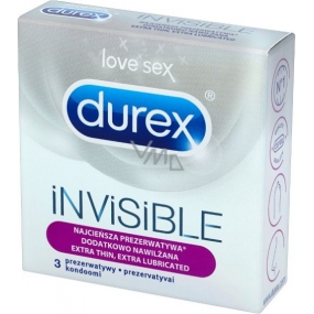Durex Invisible Extra Thin Extra Lubricated Condoms extra thin, extra lubricated nominal width: 52 mm 3 pieces