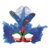 Red ball mask with blue feathers 30 cm