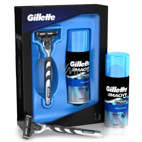 Gillette Mach3 shaver + spare head 1 piece + shaving gel 75 ml cosmetic set, for men