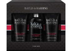 Baylis & Harding Men Black Pepper and Ginseng Body and Hair Cleansing Gel 300 ml + After Shave Balm 200 ml + Shower Gel 200 ml, cosmetic set
