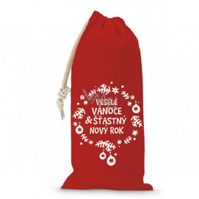 Nekupto Cloth bag for Christmas bottle Merry Christmas & Happy New Year red 150 x 300 mm