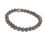 Tiger eye red / Bull's eye bracelet elastic natural stone, ball 6 mm / 16-17 cm, stone of the sun and earth, brings luck and wealth