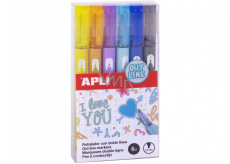 Apli Outline Marker marker with round tip 5,5 mm for two-colour writing 6 pieces, set
