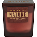 Heart & Home Nature Amber wood and vetiver scented candle large glass, burning time up to 40 hours 210 g