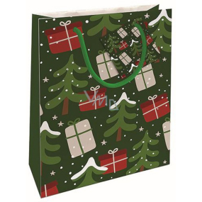 Nekupto Gift paper bag 23 x 18 x 10 cm Christmas trees green