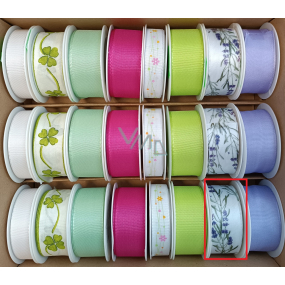 Ditipo Fabric ribbon Spring white with lavender 3 m x 25 mm