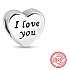 Sterling silver 925 Heart and inscription I love you, love bead on bracelet