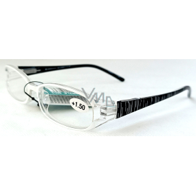 Berkeley Reading Dioptric Glasses +1.5 plastic white, black sides silver lines 1 piece MC2089