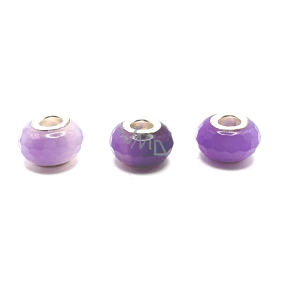Amethyst faceted pendant round natural stone 14 mm 1 piece, provides courage and strength