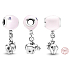 Charm Sterling silver 925 Elephant with pink balloon, pendant on bracelet family