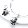 Charm Sterling silver 925 Black Egyptian cat and ankh charm, pendant on bracelet symbol