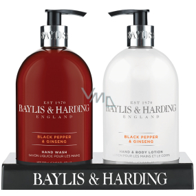 Baylis & Harding Men Black pepper and Ginseng liquid soap 500 ml + hand and body lotion 500 ml, cosmetic set for men