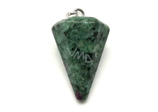 Anyolite / Ruby in Zoisite pendulum natural stone 2,2 cm, relieves stress