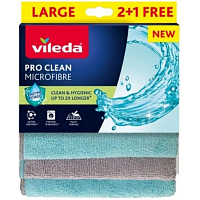 Vileda Pro Clean microfiber cloth universal, 2+1 pcs