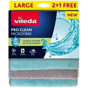Vileda Pro Clean microfiber cloth universal, 2+1 pcs