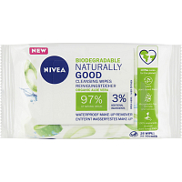 Nivea Naturally Good Cleansing Facial Wipes, 25 pcs