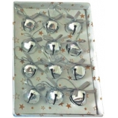 Silver bells in a box 2 cm, 12 pieces