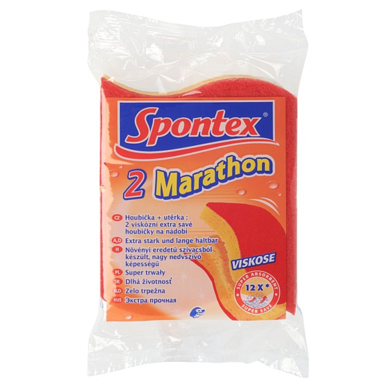 Spontex 2 Marathon dishwashing sponge viscous with a thick red abrasive layer 2 pieces