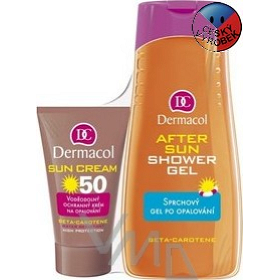 Dermacol Sun SPF50 waterproof sunscreen 50 ml + 250 ml shower gel, cosmetic set