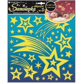 Wall stickers comet and stars with glitter glowing in the dark 31 x 29 cm