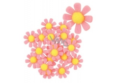 Felt flowers with sticky pink decoration 3.5 cm in a box of 18 pieces