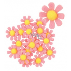 Felt flowers with sticky pink decoration 3.5 cm in a box of 18 pieces