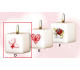 Lima Valentine's candle 2 hearts candle with decal white cube 45 x 45 mm 1 piece