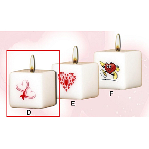 Lima Valentine's Candle 2 Hearts Candle with Print White Cube 45 x 45 mm 1 Piece