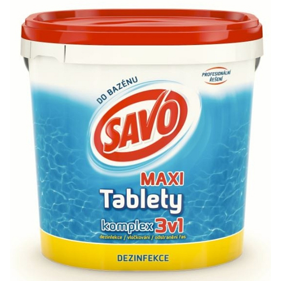 Savo 3in1 Maxi Complex Chlorine tablets for swimming pool disinfection 4 kg