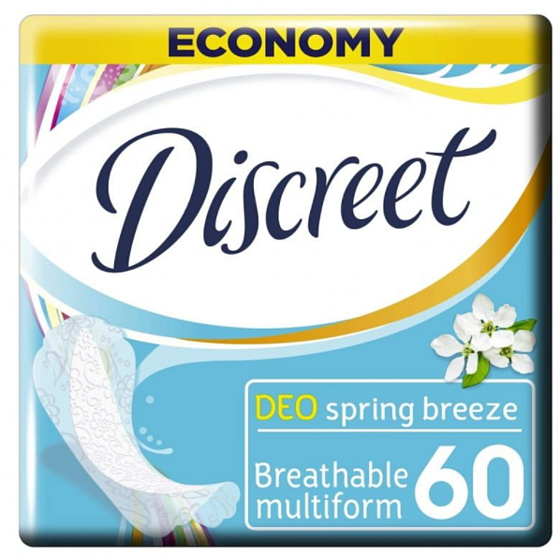 Discreet Deo Spring Breeze Panty Liners for Everyday Use 60 Pieces