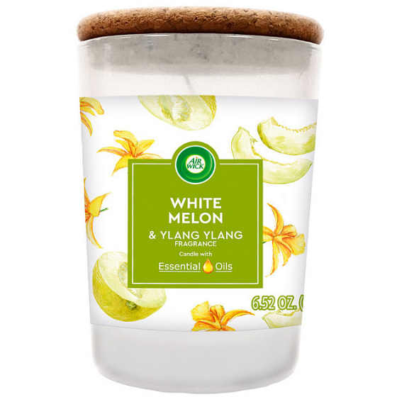 Air Wick Essential Oils White Melon & Ylang Ylang - White melons and ylang ylang scented candle glass 185 g