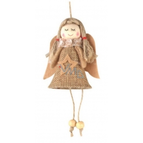 Jute angel with a star for hanging 13 cm No.1