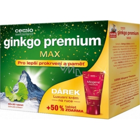 Cemio Ginkgo Premium Max against fatigue and exhaustion 60 + 30 tablets + Miogena Premium hand cream 75 ml, gift box