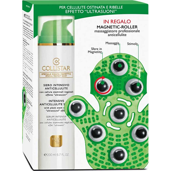Collistar Intensive Anticellulite Serum intensive anti-cellulite serum 200 ml + Magnetic Roller massage gloves, cosmetic set
