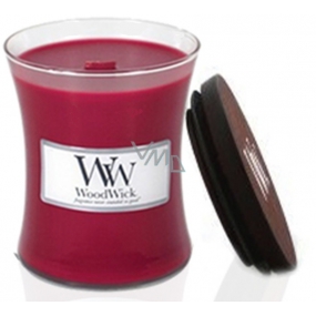 WoodWick Currant - Currant scented candle with wooden wick and glass lid small 85 g