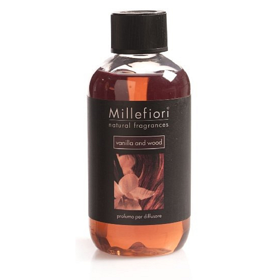 Millefiori Milano Natural Vanilla & Wood - Vanilla and Wood Diffuser Refill for Fragrance Sticks 250 ml