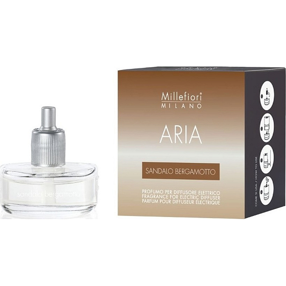 Millefiori Milano Aria Sandalo Bergamotto - Sandalwood and bergamot refill for electric diffuser smells 6-8 weeks 20 ml