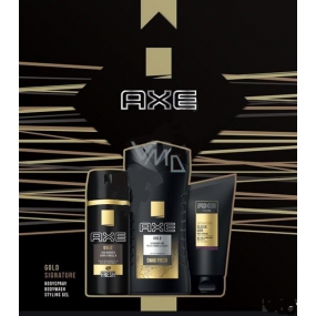 Ax Signature Gold deodorant spray for men 150 ml + shower gel 250 ml + Signature styling gel 125 ml, cosmetic set