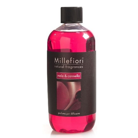 Millefiori Milano Natural Apple & Cinnamon - Apple and Cinnamon Diffuser Refill for Fragrance Sticks 500 ml