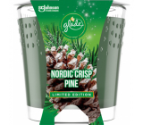 Glade Nordic Crisp Pine with the scent of pine, juniper and mistletoe scented candle in a glass, burning time up to 32 hours 129 g