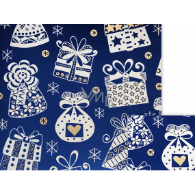 Nekupto Gift wrapping paper 70 x 200 cm Christmas Blue white gifts, bells
