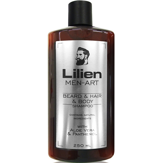 Lilien Men-Art Beard & Hair & Body Shampoo White shampoo for beard, hair, and body with Aloe Vera and Panthenol 250 ml