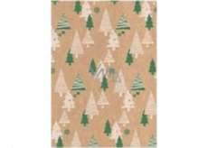 Ditipo Gift wrapping paper 70 x 200 cm Christmas KRAFT Green, beige trees