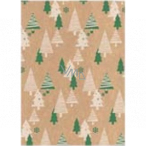 Ditipo Gift wrapping paper 70 x 200 cm Christmas KRAFT Green, beige trees