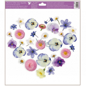 Window film without glue pansy heart 30 x 33,5 cm
