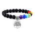 Chakra bracelet elastic Tree of Life + Onyx, natural stone, ball 8 mm / 16-17 cm, life force stone