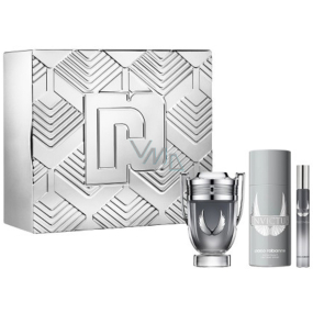 Paco Rabanne Invictus Platinum eau de parfum 100 ml + deodorant spray 150 ml + eau de toilette 10 ml miniature, gift set for men